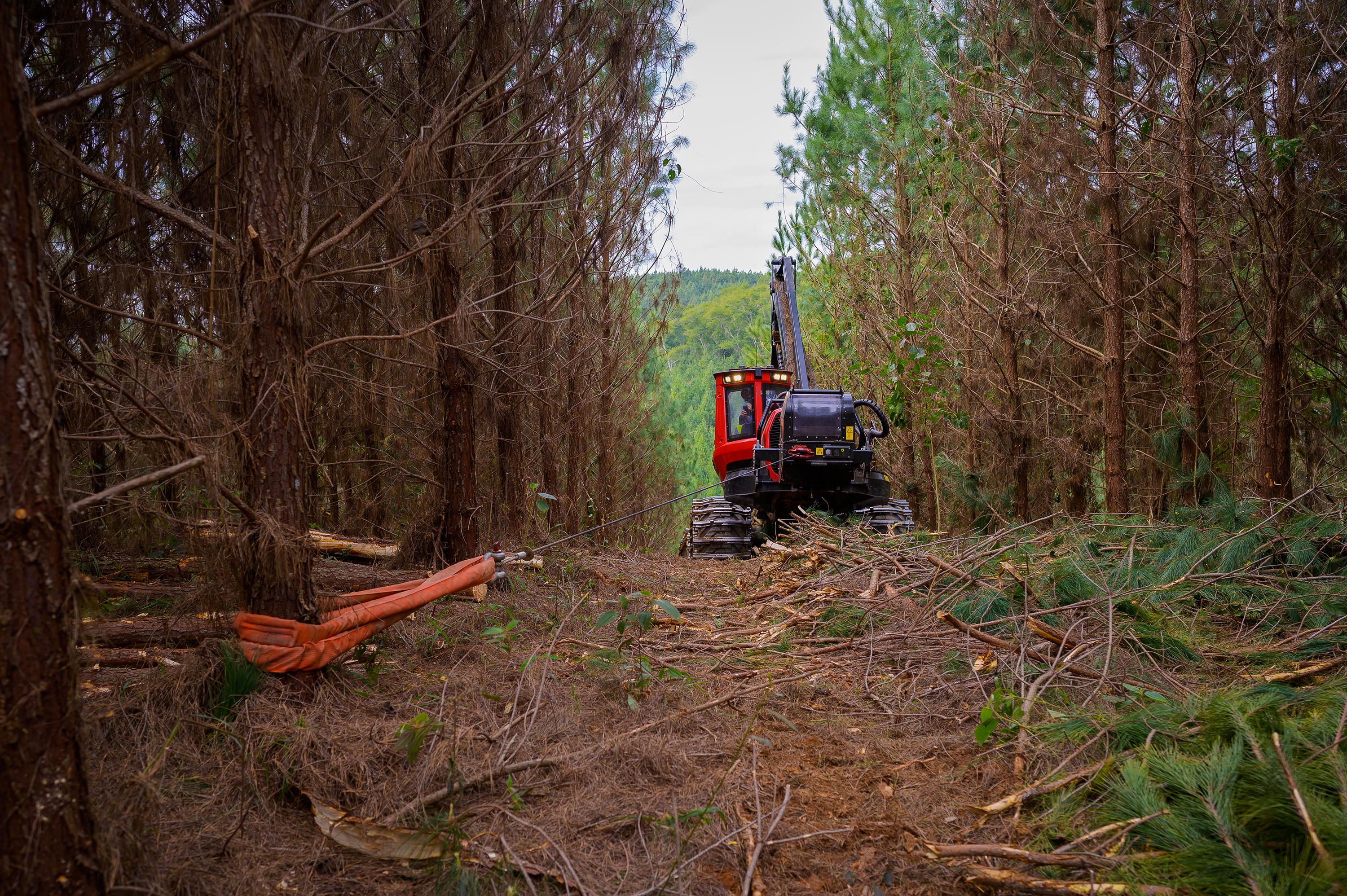 Harvester with winch